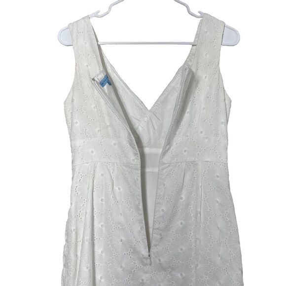 Antonio Melani Cocktail White Dress Mini Tank Keyhole Ruffle V-Neck Zipper Sz 2 - Picture 6 of 16